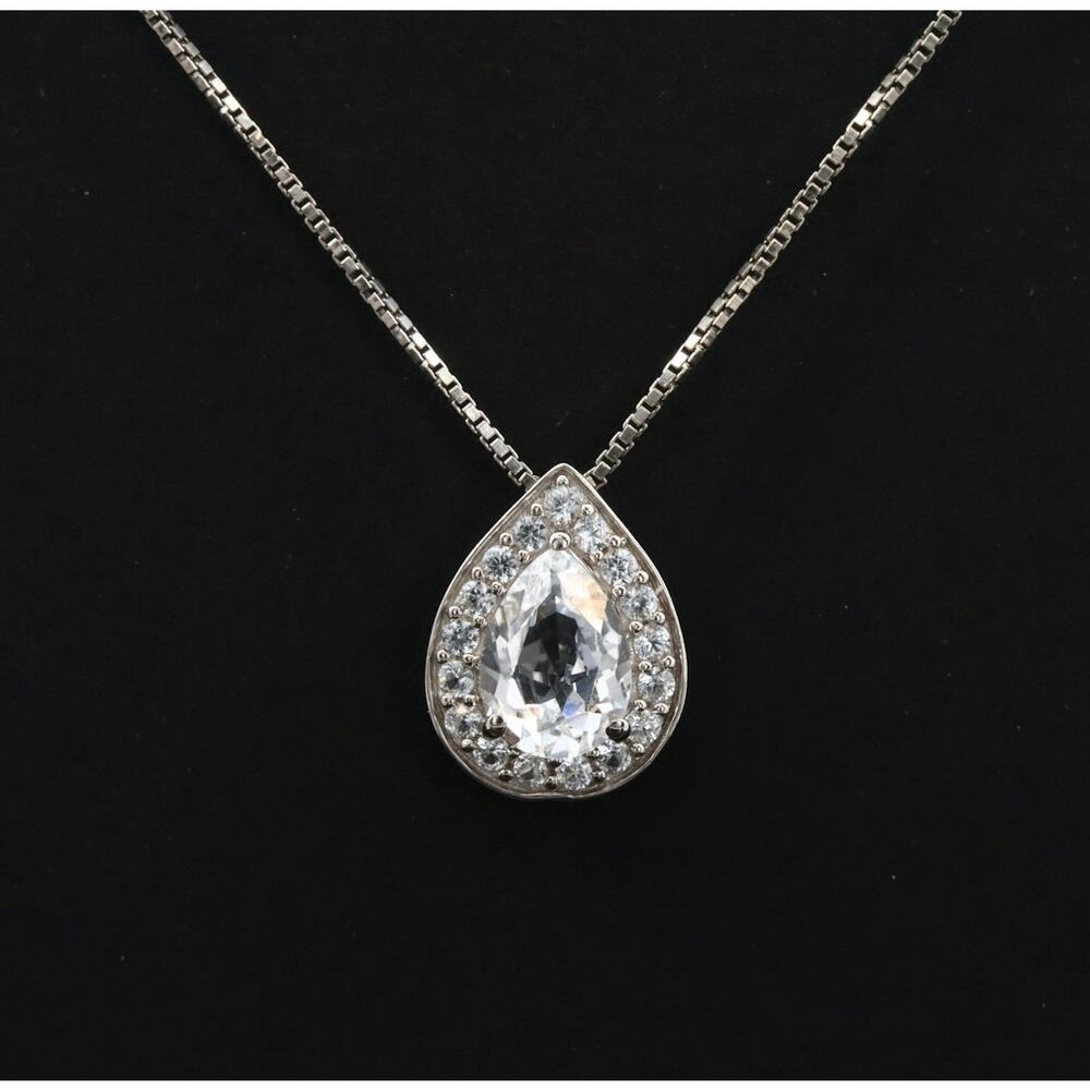 Sterling White Sapphire Pendant Necklace